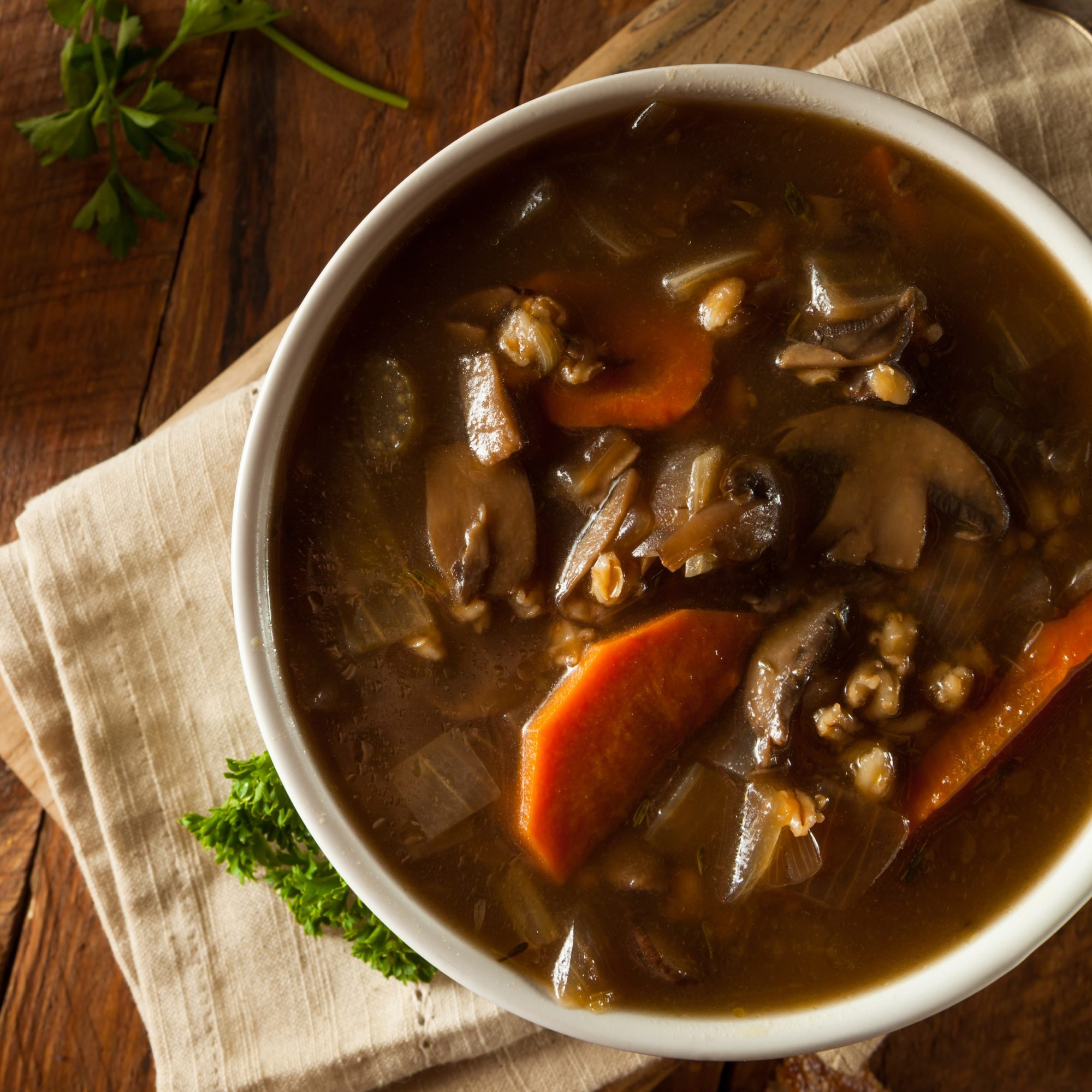 Homemade Mushroom Barley Soup Ready to Eat