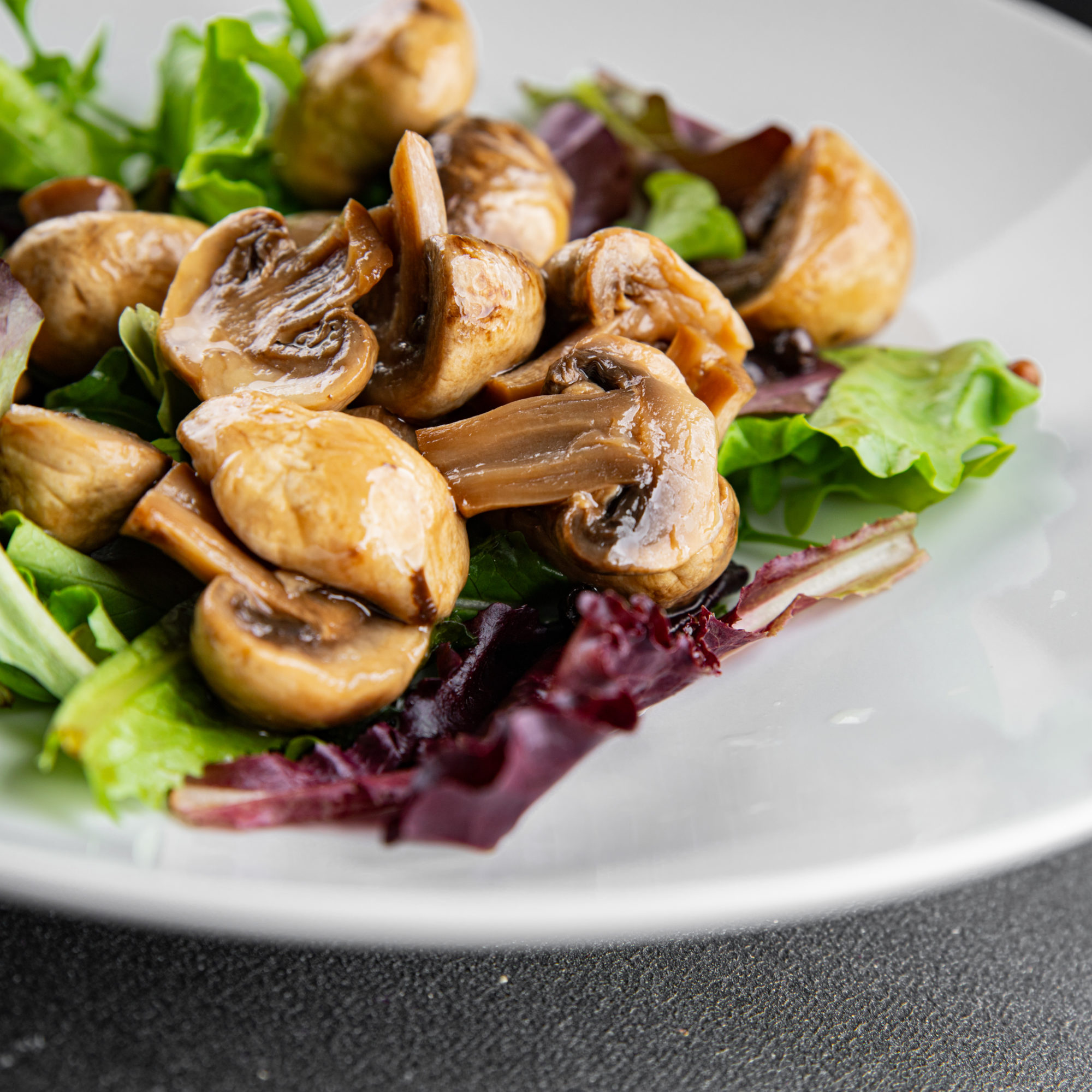 Mushrooms pickled champignon salad snack fresh delicious gourmet